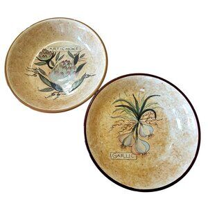 2 Susan Winget Handpainted Pasta Bowls 9" Certified International garlic articho